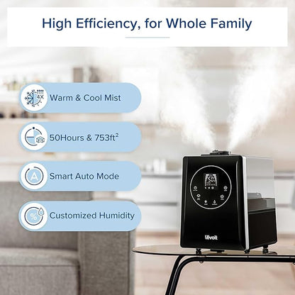 LEVOIT LV600HH 6L Warm and Cool Mist Ultrasonic Humidifier, Rapid Humidification - Image 2