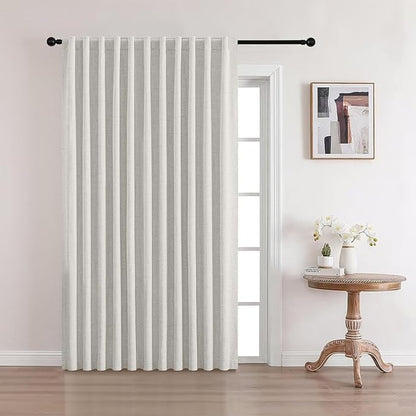 CUCRAF Linen 100% Blackout Curtains 90 Inch Length 2 Panels Set, Back Tab and by CUCRAF