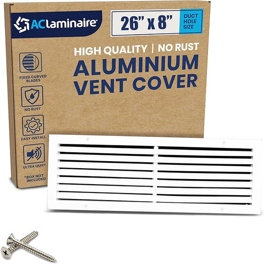 26x8 Inch Air Return Vent Cover Decorative – Premium Aluminum AC Vent Cover by LAMINAIRE