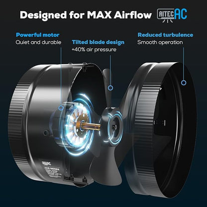 8 Inch Inline Duct Fan with Speed Controller - Image 4