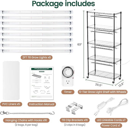 SOLIGT Plant Shelf with Grow Lights, 5 Tier Grow Light Stand Rack with 8 Pack - Image 3