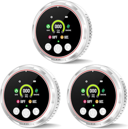 3 Pack Smoke Carbon Monoxide Detectors Plug in, 5in1 Portable Carbon Monoxide by Doverc