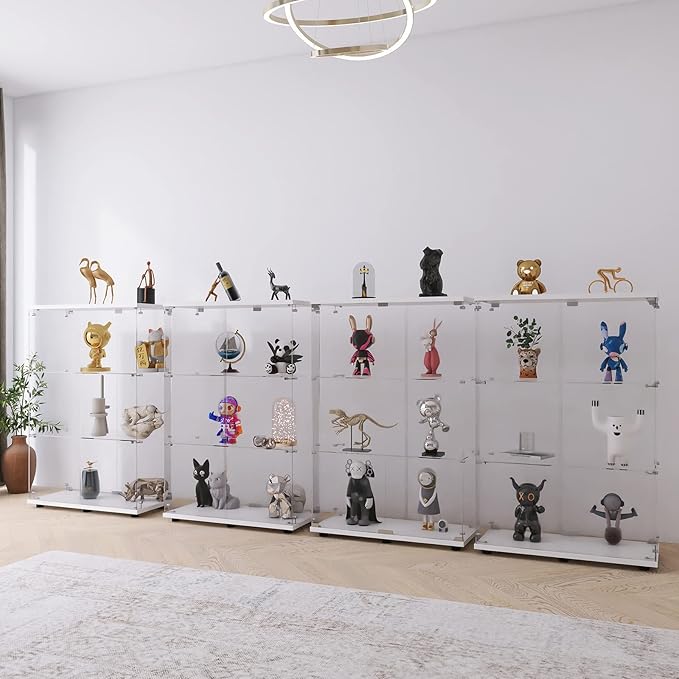 Yoluckea 3 Shelves Glass Display Cabinet - Image 4