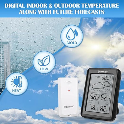 Geevon Indoor Outdoor Thermometer Wireless 200ft/60m, Digital Temperature - Image 4
