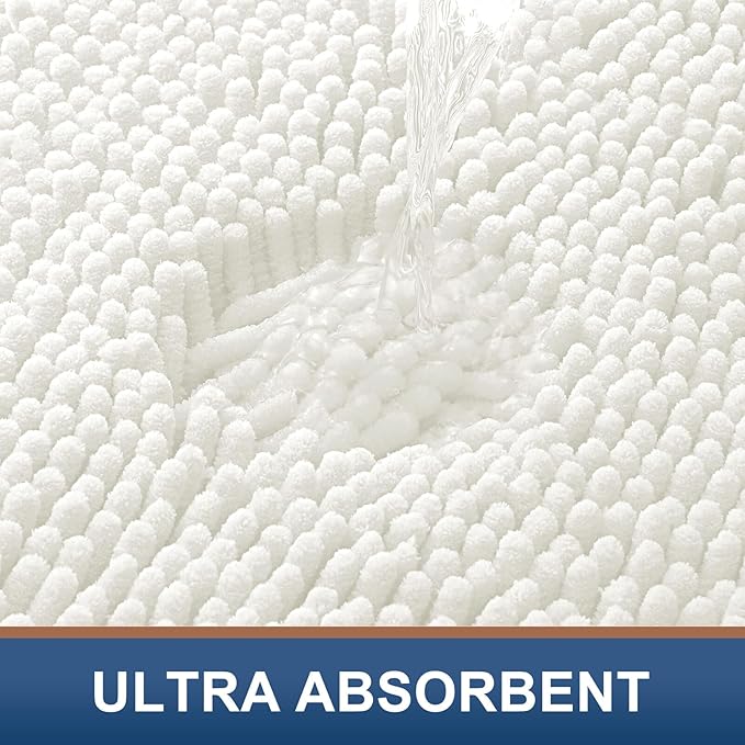 Smiry Luxury Chenille Bathroom Rugs 44x24, Extra Soft and Absorbent Shaggy Bath - Image 4