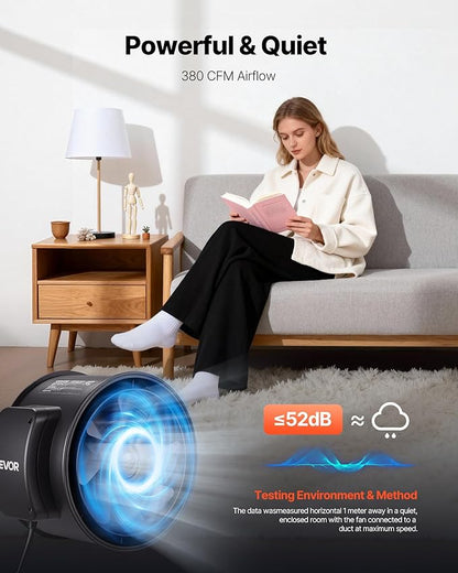 VEVOR 6" Air Filtration Kit, 180 CFM Inline Duct Fan - Image 3