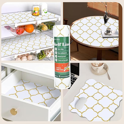 Shelf Liners for Kitchen Cabinets 17in x 30FT Non Adhesive Drawer Liner Gold - Image 9