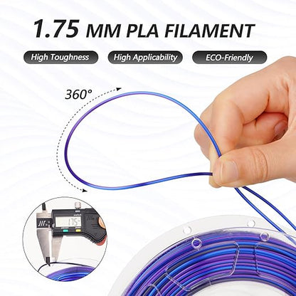 AMOLEN Silk PLA 3D Printer Filament Bundle, Shiny Multicolor Rainbow PLA - Image 4