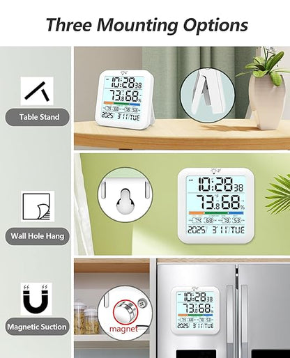 Mini Digital Indoor Thermometer Hygrometer Clock, Room Temperature Humidity - Image 6