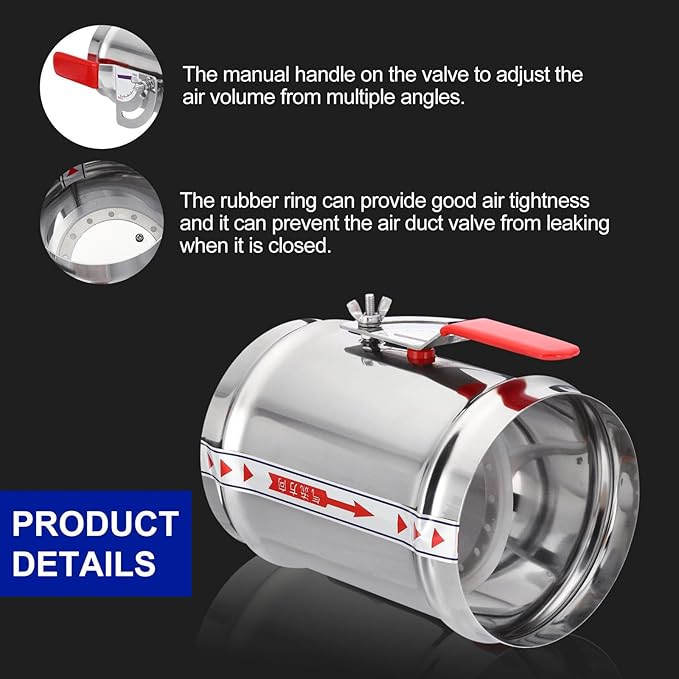 PATIKIL HVAC Duct Manual Volume Backdraft Damper, 5 Inch, Airflow Ducting - Image 3