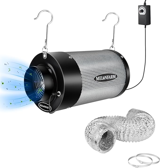 MELONFARM Air Filtration Kit 4", Built-in 14cm Fan Low Nois Carbon Filter by MELONFARM