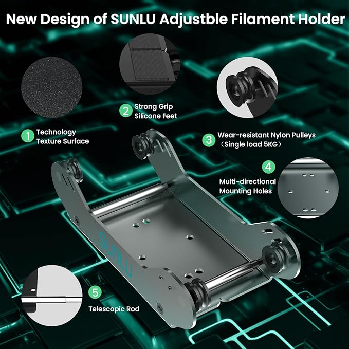 SUNLU 3D Printer Filament Holder, Precision Adjustable 3D Filament Mount Rack - Image 4