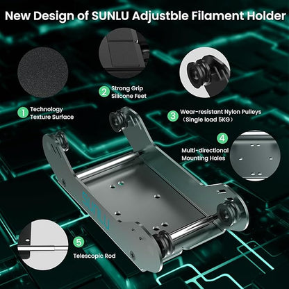 SUNLU 3D Printer Filament Holder, Precision Adjustable 3D Filament Mount Rack - Image 4