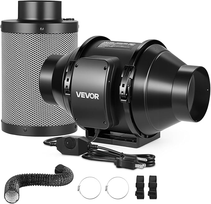 VEVOR 4" Air Filtration Kit, 180 CFM Inline Duct Fan by VEVOR