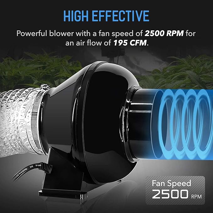 HealSmart 4 Inch 195 CFM Exhaust Inline Vent Booster Blower and 25 Feet - Image 2