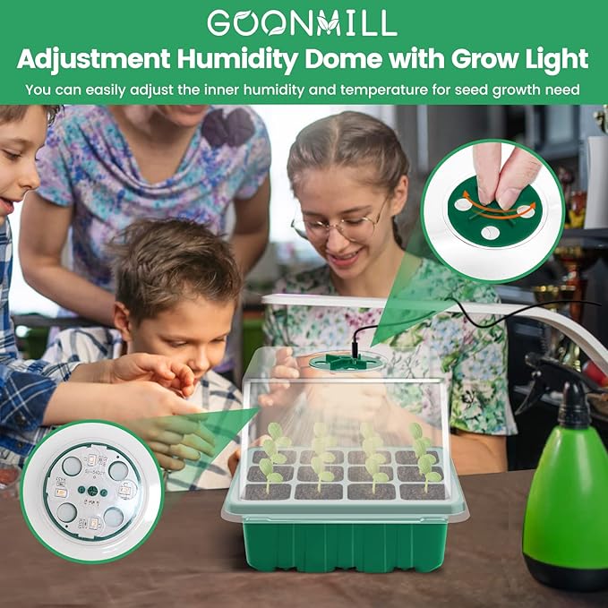 Seed Starter Tray with Grow Light, 5 Packs Plant Starter Tray Seedling Starter - Image 2