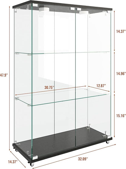 Yoluckea 3-Tier Glass Display Cabinet - Image 2