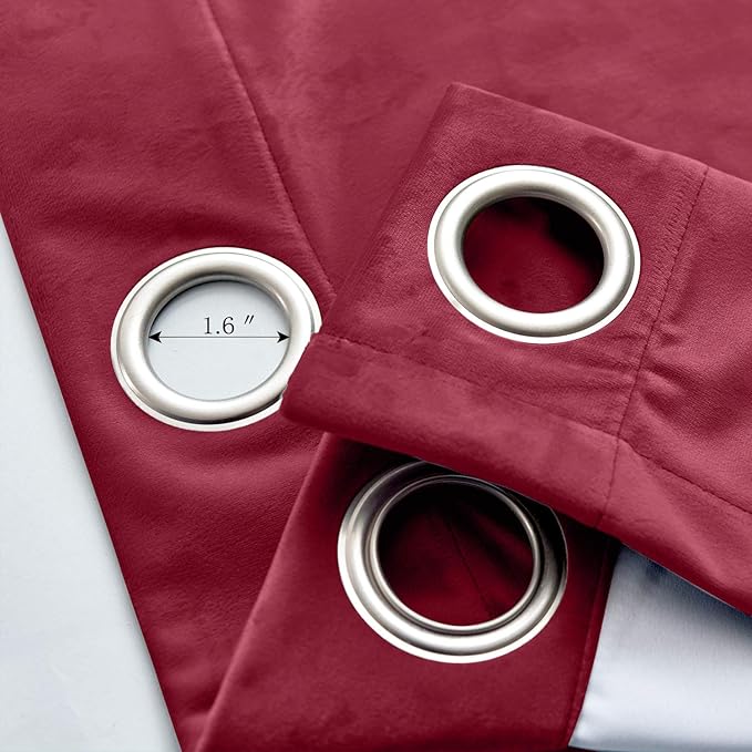 ChadMade Blackout Lined Premium Velvet Curtain Burgundy Red 72Wx96L Inch - Image 4