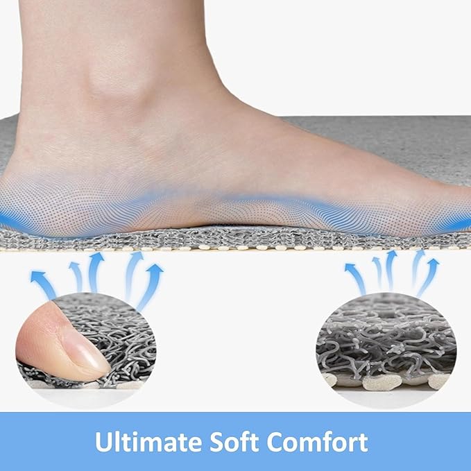 Square Shower Mat, Soft PVC Loofah Bath Mat Without Suction Cups - Image 4
