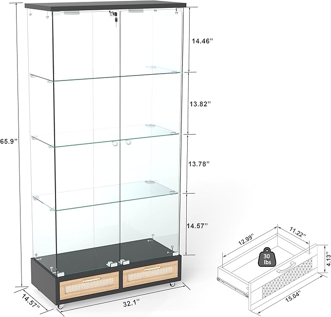Yoluckea 4-Tier Glass Display Cabinet - Image 2