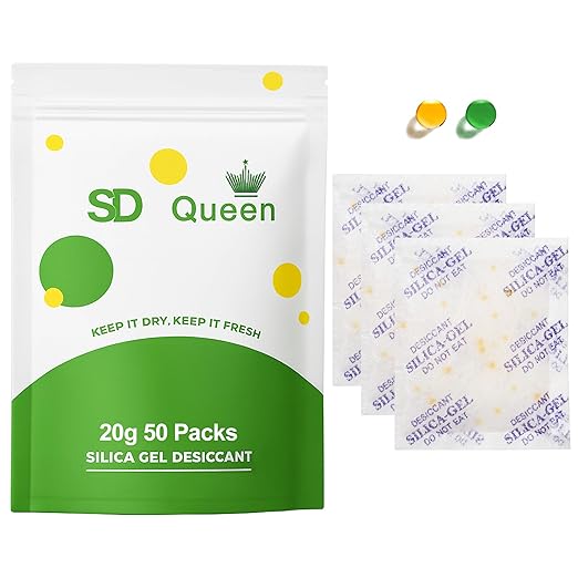50-Pack 20g Silica Gel Packets – Heavy Duty Premium Rechargeable Moisture by SD+Queen