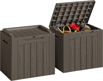 JUMMICO 31 Gallon Resin Deck Box Waterproof Indoor Outdoor Storage Boxes by JUMMICO