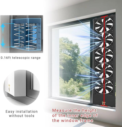 Vertical Window Exhaust Fan for Sliding Windows 5CM Retractable, Adjustable - Image 2
