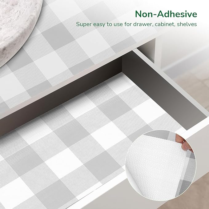 Shelf Liner for Kitchen Cabinets Non-Adhesive Drawer Liners Non-Slip Strong - Image 2