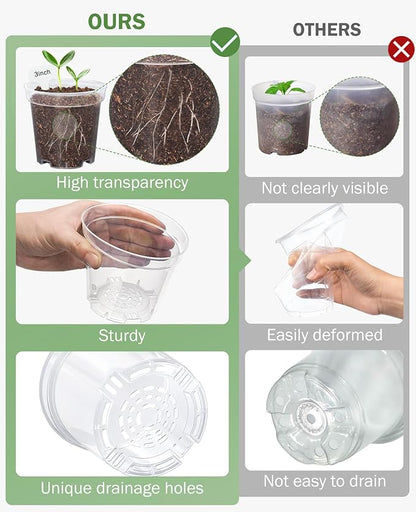 homenote Clear Nursery Pots for Plants, 3/4/5/6.7 Inch Plant Pot for Planting - Image 9