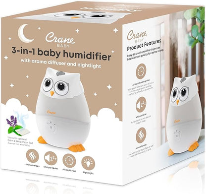 Crane Baby Mini Adorable Snow Owl Baby Humidifier, 0.5 Gal Cool Mist Humidifiers - Image 6
