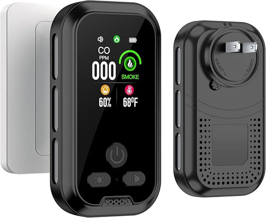 4IN1 Plug in Smoke & Carbon Monoxide Detector Combination Builti-in 2000 mAh by HAKINAKU