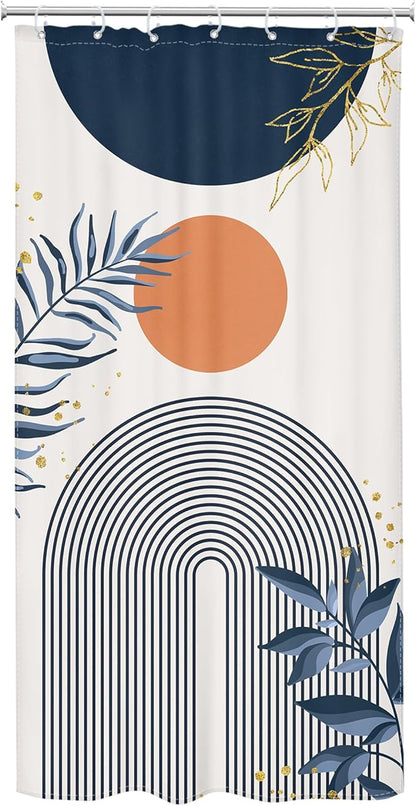 Small Stall Boho Shower Curtain 36Wx72H Navy Blue Modern Bohemian Mid Century - Image 6