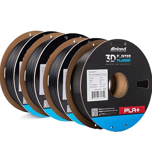 INLAND Micro Center PLA Plus 3D Printer Filament 1.75mm, 4 Pack Filament Bundle by INLAND