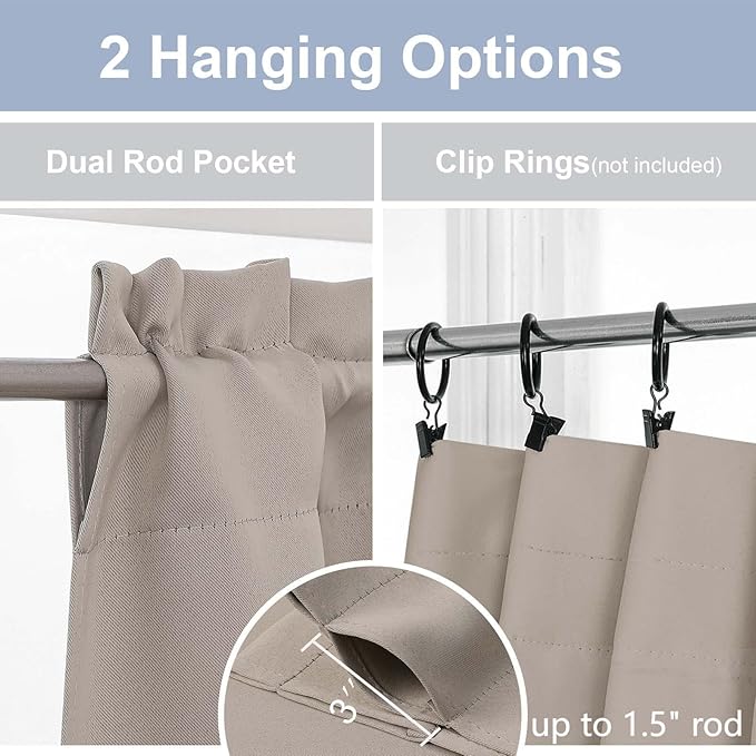Chyhomenyc Stone Short Blackout Curtains 45 Inch Length, Small Kitchen Curtain - Image 5