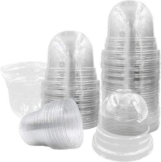 50 Pack Clear Plant Pot Domes, Transparent Seedling Domes Compatible by RooTrimmer
