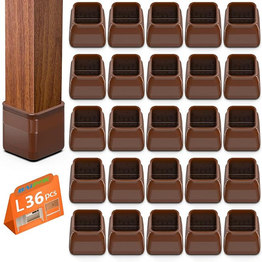 BAIPOK 36Pcs Chair Leg Floor Protectors, Square Silicone Chair Leg Protectors by BAIPOK