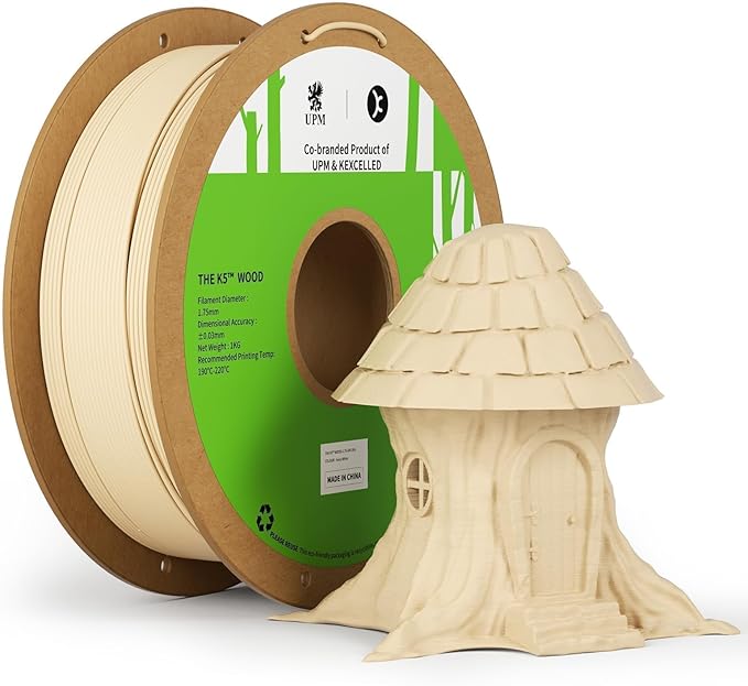 kexcelled Wood PLA Filament 1.75 mm Birch, Real Wood PLA 3D Printer Filament by kexcelled