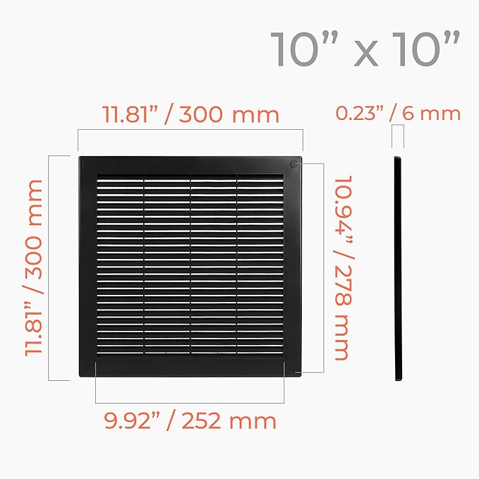 5-Pack 12" x 12" Square Air Vent Cover – Black Plastic Vent Deflector - Image 4