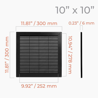 5-Pack 12" x 12" Square Air Vent Cover – Black Plastic Vent Deflector - Image 4