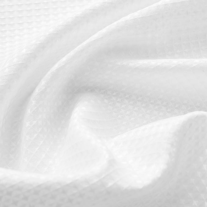 Home Queen White Waffle Bathroom Window Curtains, Water Repellent Rod Pocket - Image 4