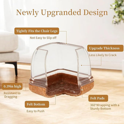Square Chair Leg Floor Protectors Large 24Pcs, Silicone Chair Leg Protectors - Image 7