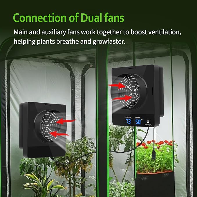 4-Inch Grow Tent Inline Duct Fan, Smart Temperature & Humidity Control - Image 2