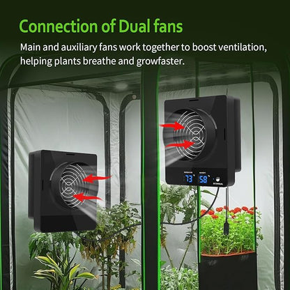 4-Inch Grow Tent Inline Duct Fan, Smart Temperature & Humidity Control - Image 2