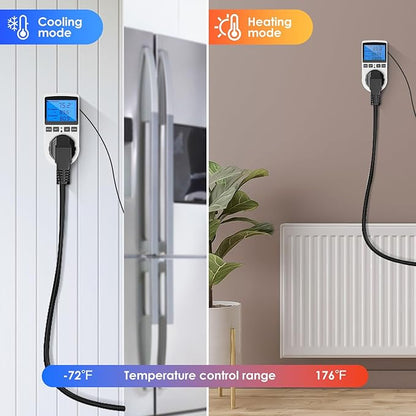 Digital Temperature Controller, 1800W 15A/120V Safe Thermostat Timer Outlet - Image 6