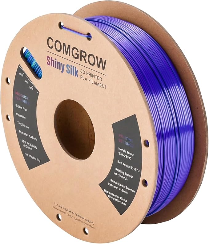 Comgrow Silk Shiny Blue Purple and Yellow 3D Printer Filament, Comgrow 3D - Image 2