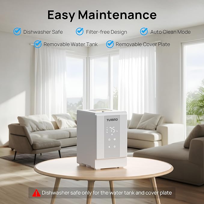 TURBRO 4L/1Gal 304 Stainless Steel Steam Humidifier, Warm Mist Humidifier - Image 4