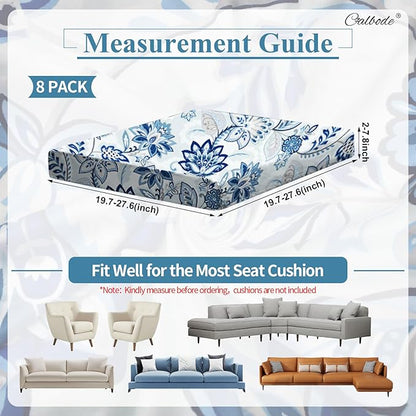 8pcs Floral Printed Stretchy Sofa Cushion Covers - Image 2