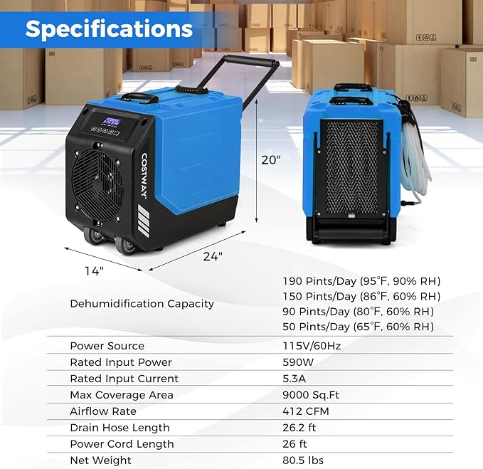 COSTWAY 190 PPD Commercial Dehumidifier - Image 8