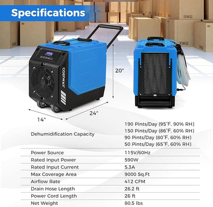 COSTWAY 190 PPD Commercial Dehumidifier - Image 8