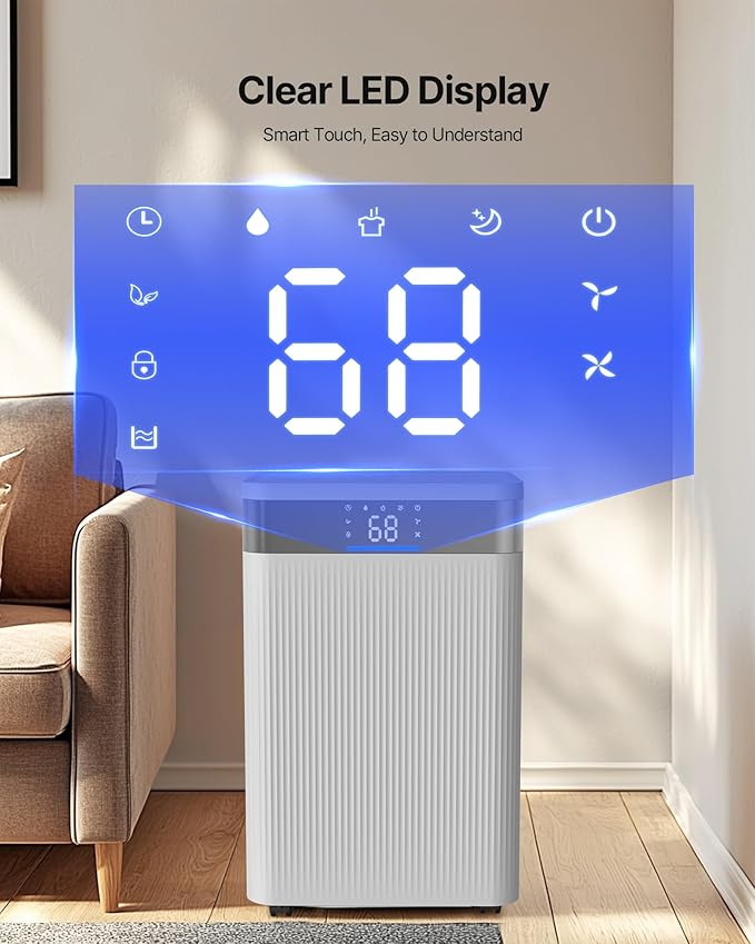 VEVOR 35 Pints Dehumidifier for Home & Basement, 2500 Sq.Ft Coverage, Drain - Image 4